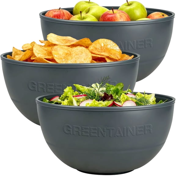Greentainer 135oz Large Serving Bowl Set of 3, BPA-Free Plastic Bowls for Salad, Mixing & Party, Microwave & Dishwasher Safe