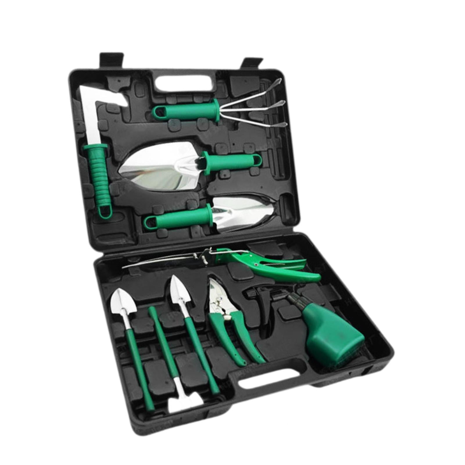 koolsoo Garden Tools Set Gardening Hand Tools Ergonomic Handle Shovels Yard with Storage Tote Bag Utility Tools for Lawn Agricultural 10Pcs 38x28x7cm