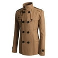 thumbnail image 5 of SPRING PARK Men's Winter Long Sleeve Thick Lapel Collar Double-breasted Pockets Woolen Slim Trench Coat, 5 of 6