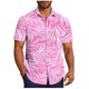 thumbnail image 2 of Blusa y camisa de manga corta con cuello vuelto para hombre, informal, a la moda, con estampado de bolsillo y botones, de poliéster., 2 of 6
