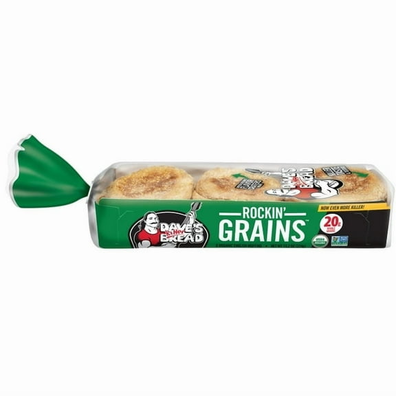Dave's Killer Bread Rockin' Grains English Muffins Organic Whole Grain English Muffins 6 Count (Pack of 3)