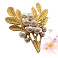 thumbnail image 4 of Broche de orquídea de aleación de 1 pieza con incrustaciones de perlas de flores con incrustaciones de flores elegantes clásicas para dama, 4 of 5