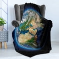thumbnail image 4 of Earth Soft Flannel Fleece Blanket, Vivid Earth Globe with Blue Seas Greenery Volumetric Clouds Science Theme, Cozy Plush for Indoor and Outdoor Use, 50" x 70", Blue Green Sand Brown, by Ambesonne, 4 of 5