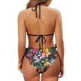 thumbnail image 6 of Uourmeti Women's Halter Neck Tropical Floral Bikini Set - Two Piece Triangle Swimsuit with Tie Sides, Quick Dry for Beach Vacation & Pool Party, 6 of 9