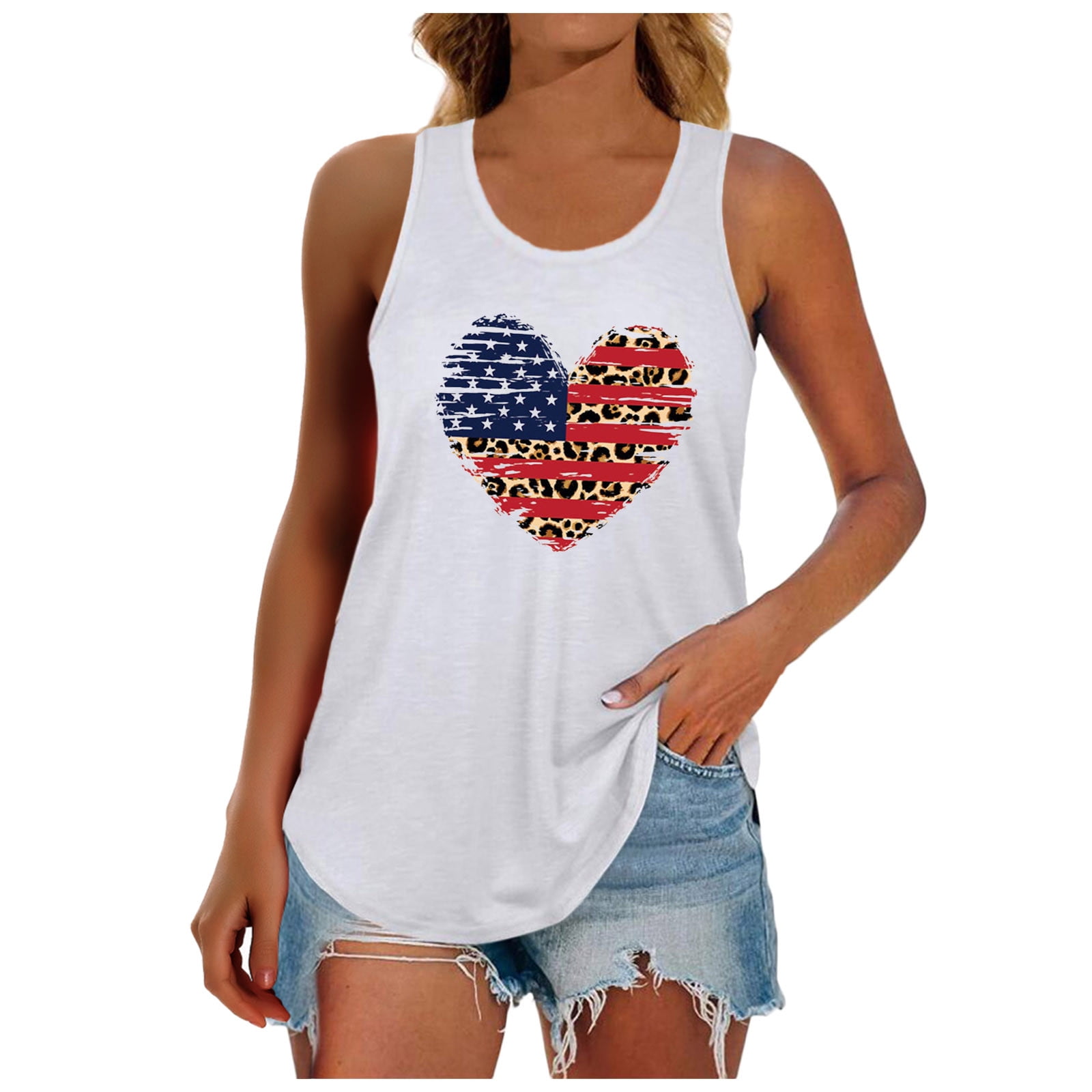 American Flag Tank Top for Women,4th of July Stars Striped Racerback ...