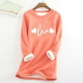 thumbnail image 3 of Fanxing Fleece Lined Thermal Shirts for Women Cute Heart Long Sleeve Thermal Underwear Tops Crewneck Soft Base Layer Cold Weather Ultra Soft Sherpa Blouse Orange,XXXL, 3 of 4