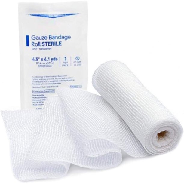 Pack of 100 Sterile Gauze Bandage Rolls 4.5" x 4.1 yds. 100 Cotton Roll Shape Bandages Gauze