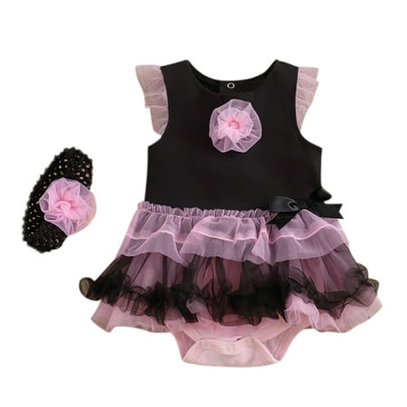 

EHTMSAK Newborn Infant Baby Toddler with Headband Set Clothes Jumpsuit for Girl Summer Sleeveless Romper Multicolor 0-24M 9M