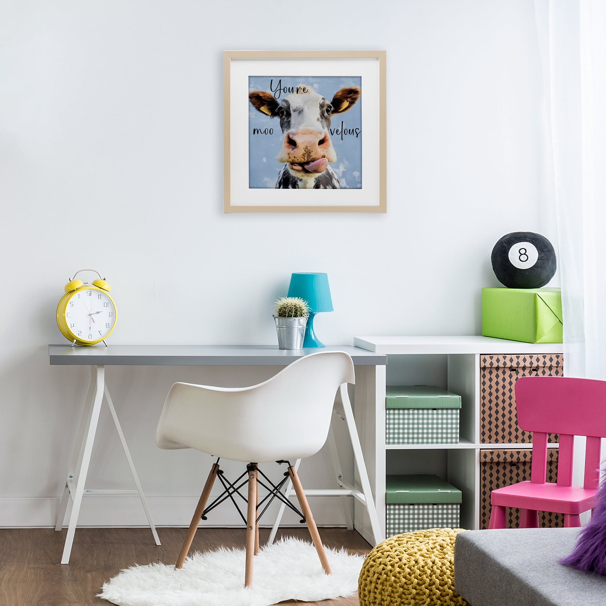 Stupell Industries You're Moo-velous Cow Birch Framed Print Under Glass, design by Kim Curinga