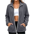 thumbnail image 3 of CBASIHI Womens Polar Fleece Jackets with Pockets Lightweight Fall Casual Long Sleeve Zip Up Coats Gray S, 3 of 6