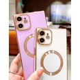thumbnail image 4 of for iPhone 12 Case Magnetic [Compatible with MagSafe] with Full Camera Protection Cute Slim Luxury Plating Soft TPU Reinforced Corners Cover Case,Pink, 4 of 9