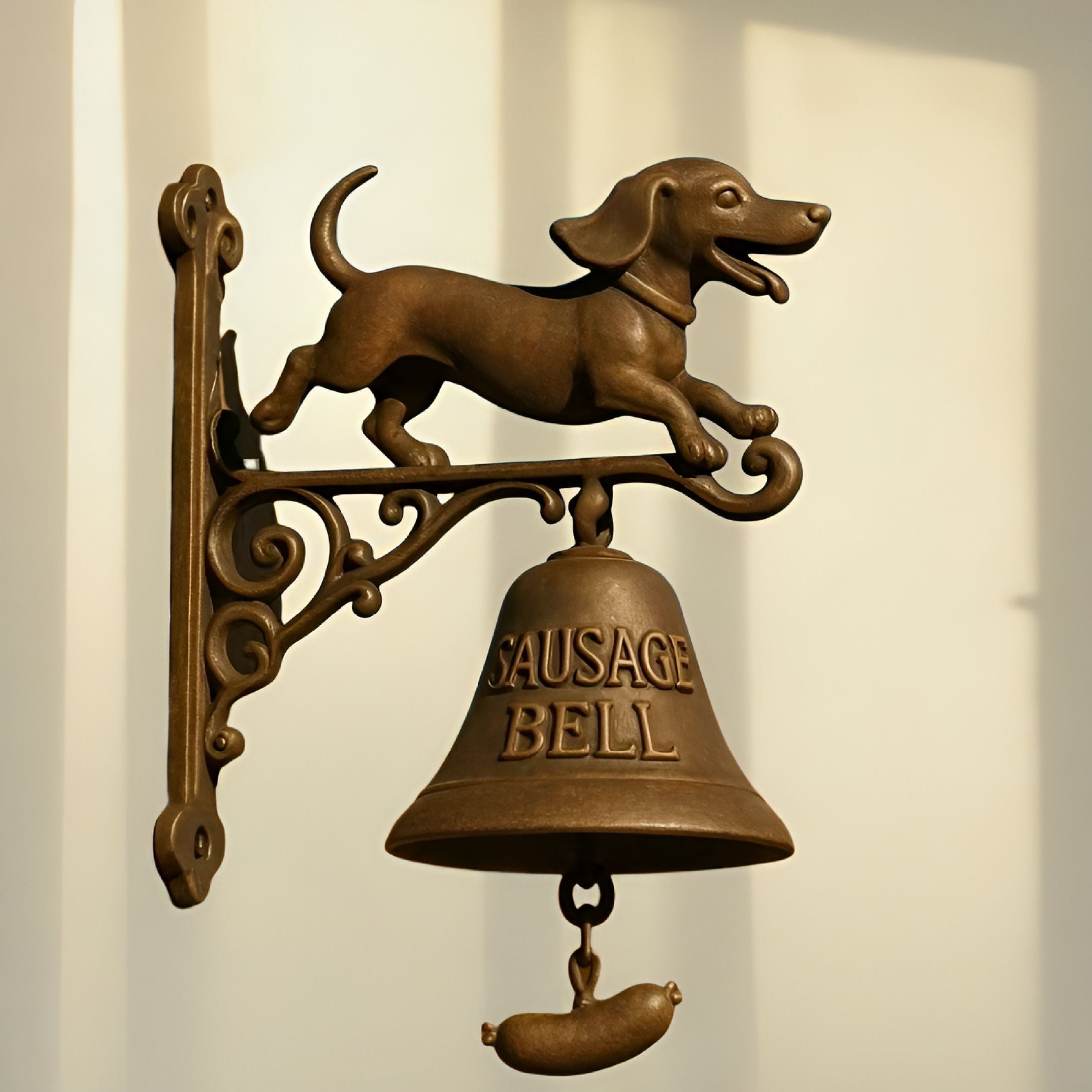 TALENO Witch Dachshund Farmhouse Doorbell - Hangable Manual Ring Decorative Bell for Opening Home Wall Housewarmings Garden Fence Shop Courtyard Cottage Entrances Bell for Door