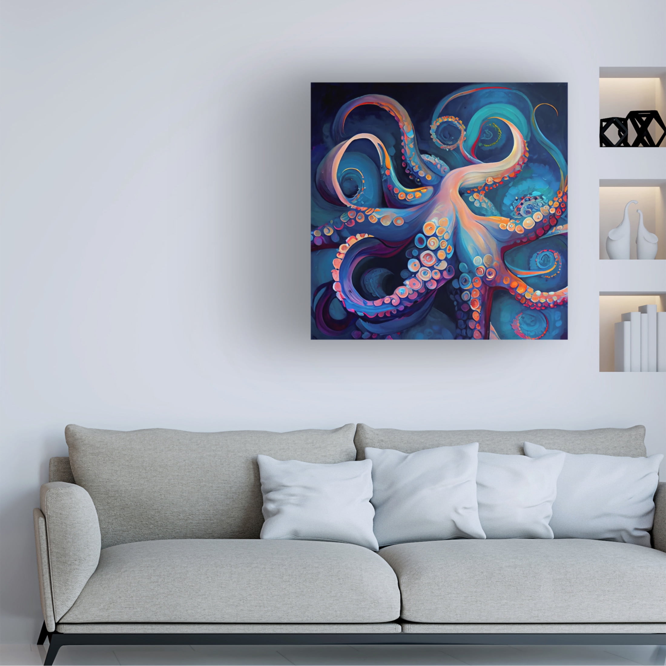 Canvas Wall Art - Sasha 'Octopus Abstractions' Wall Art for Living Room, Bedroom, or Office Décor by Trademark Fine Art - 18 x 18 Inches