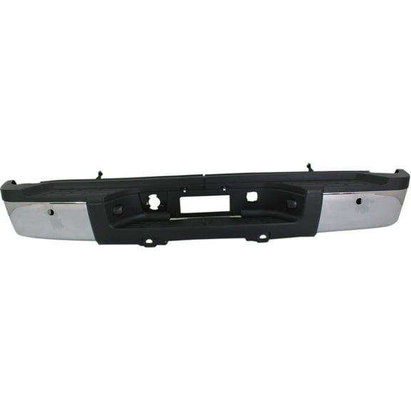 Step Bumper Compatible with CHEVROLET SILVERADO/SIERRA 2500 HD/3500 HD 2011-2013 Assembly Chrome Steel with Parking Aid Sensor Holes Single Rear Wheel Fleetside
