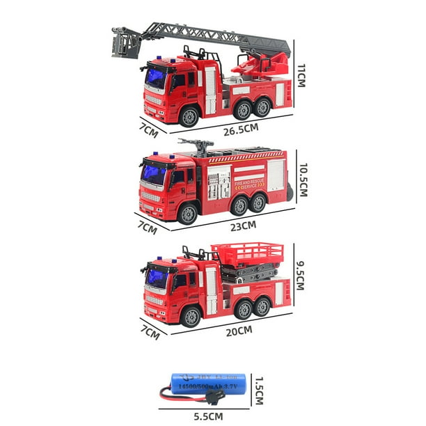 Coches de juguete de camión de bomberos con Control remoto inalámbrico con luces LED, modelo de coches de ingeniería para niños, regalos