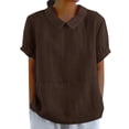 thumbnail image 2 of Women Linen Shirt Peasant Tops For Women Flowy Tops For Women Peasant Blouse Summer Linen Tops Oversized Linen Shirts For Women Loose Fit Tee Shirt Women Summer Blouses For Women Brown XL, 2 of 8