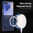 thumbnail image 2 of ELEHOLD Case for Samsung Galaxy Z Flip 7, Shockproof Magnetic Leather Phone Case with Stand, Compatibility with Mag Safe Accessories,Blue, 2 of 6