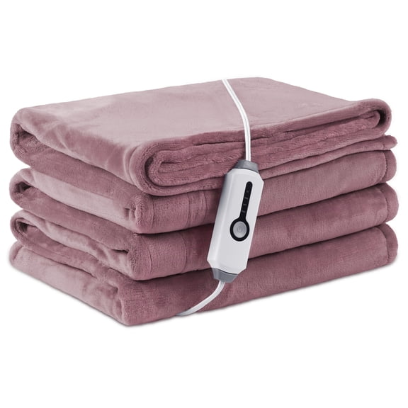 Electric Heated Blanket Throw Size 50×60, Breathable & Luxurious Flannel,Soft Warm Gift with Over-Heat Protection,4 Heating Levels & 10 H Auto Shut-off, Machine Washable, Purple
