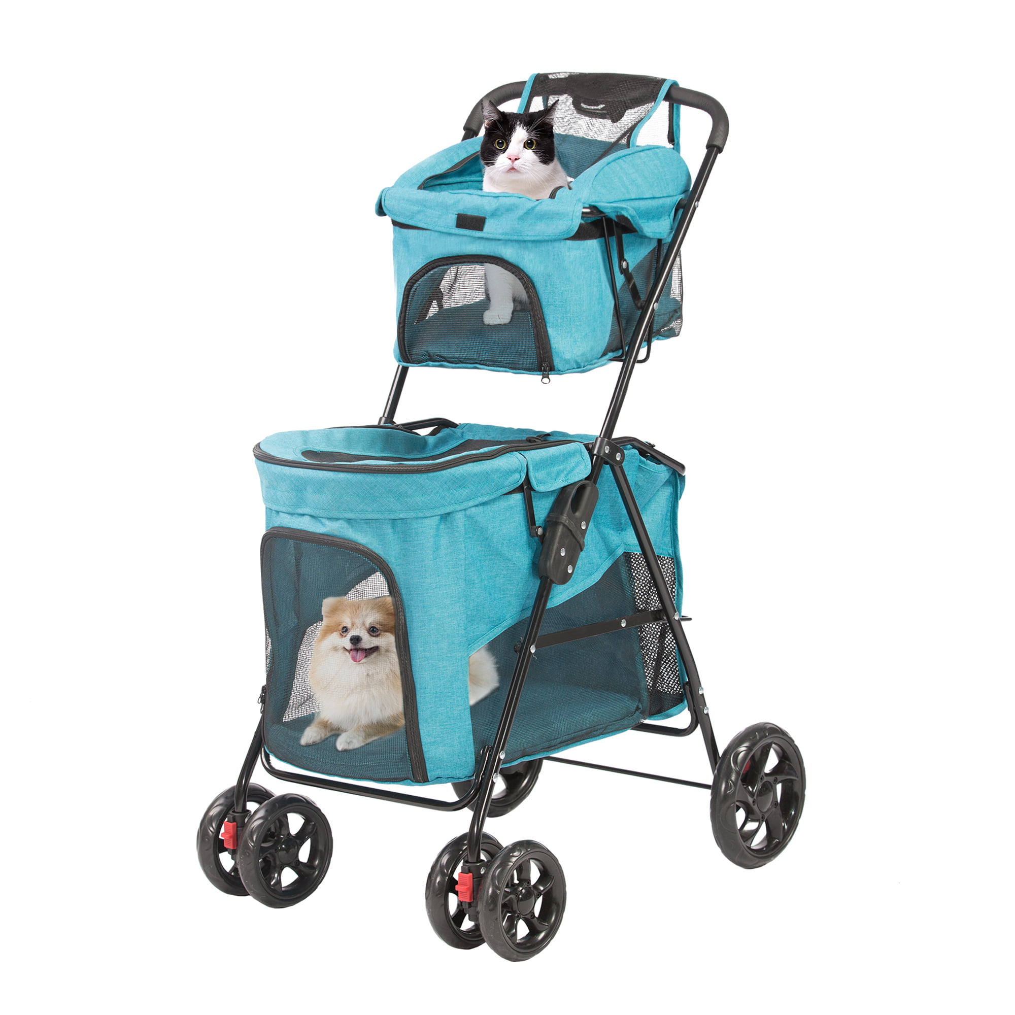 Karmas Product Double Level Dog Stroller Shopping Cart, Blue - Walmart.com