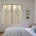 thumbnail image 3 of Japanese Kitchen Curtains 45 Inch Length, Beige Farmhouse Retro Floral Leaf Pattern Tiers Curtains for Bathroom Bedroom Cafe, Light Filtering Small Window Treatment Short Drapes 2 Panels 42"Wx45"L, 3 of 8