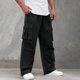 thumbnail image 5 of Pantalones cargo de verano para hombre: pantalones de trabajo holgados, ligeros, con cintura elástica y múltiples bolsillos, corte regular para actividades al aire libre, trabajo y ocio, poliéster, 5 of 8