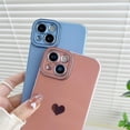 thumbnail image 2 of Slim Lightweight Case for iPhone 14, Electroplated Hearts Pattern Shockproof Thin Phone Cover for Women Girls, Lens Protection Drop Resistant Case for iPhone 14, Pink, 2 of 6