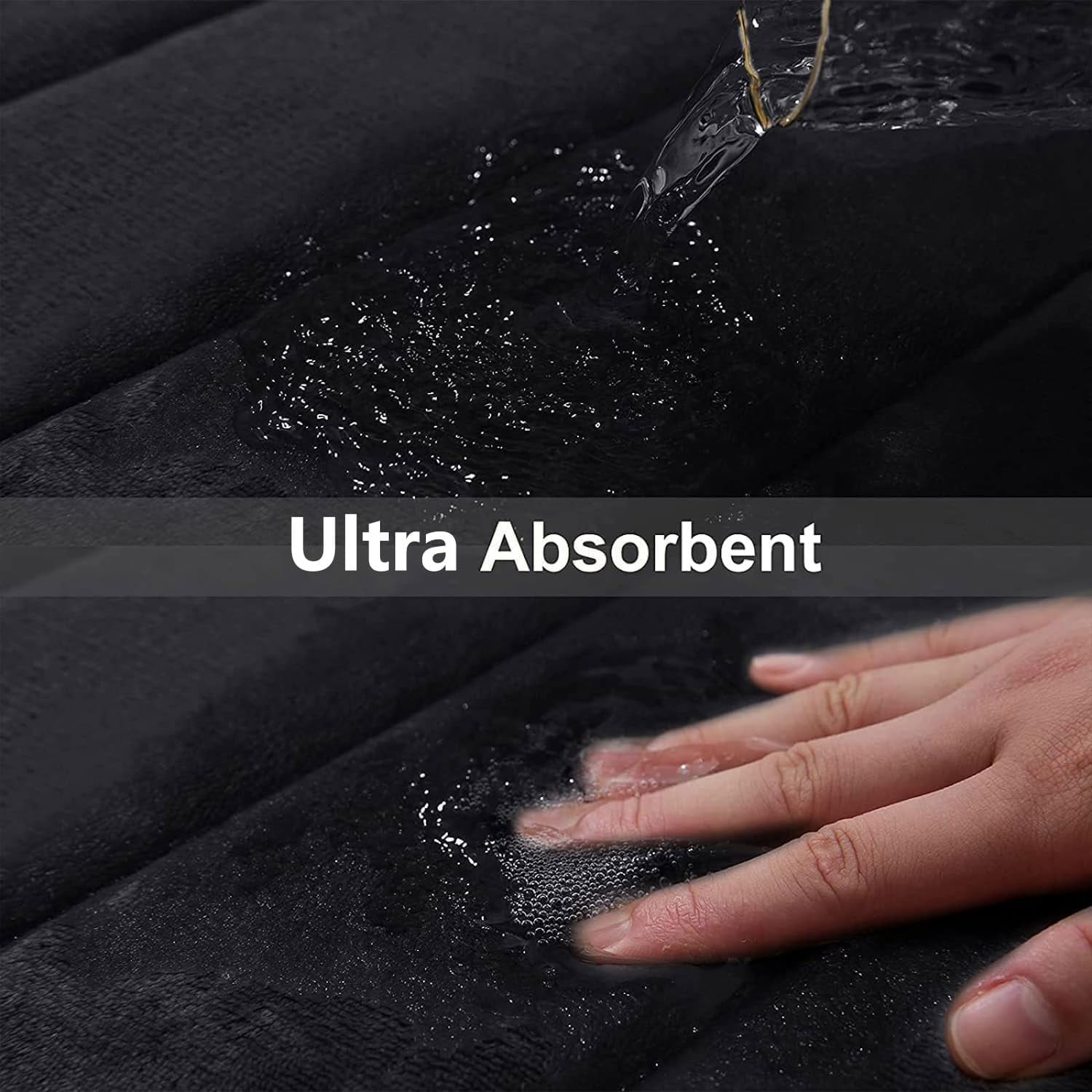 Memory Foam Bath Mat Rug, 35.4" x 24", Ultra Soft and Non-Slip Bathroom Rugs, Water Absorbent and Machine Washable Bath Rug Runner for Bathroom, Shower, and Tub, Black