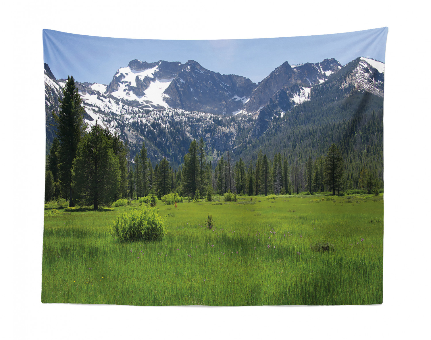 Idaho Tapestry, Sawtooth Mountains Cape Horn Road Landscape Near Stanley, Fabric Wall Hanging 