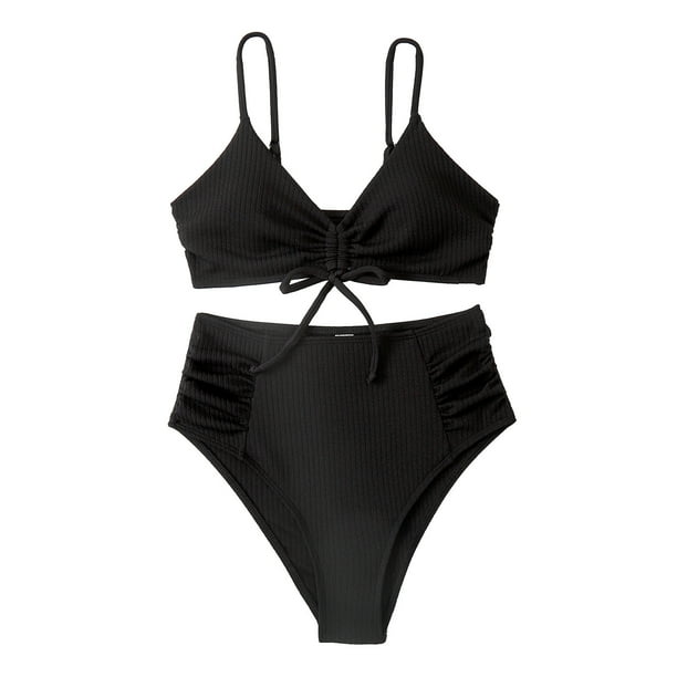 REORIAFEE Womens Summer Beach Bikini Fashion 2023 Swimsuit High Waisted Bathing Suits Backless