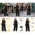 thumbnail image 4 of Agnes Orinda Women's Plus Size 2 Piece Outfits Textured Crew Neck Peplum Ruffle Tank Tops and Wide Leg Pants Set Office Work Clothes with Pockets 1X Black, 4 of 7