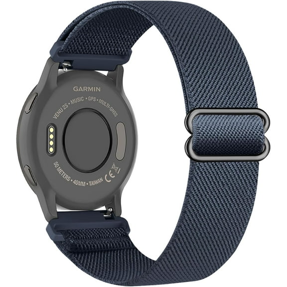 KOMI 18mm Stretchy Nylon Watch Bands Compatible with Garmin Vivoactive Venu 2S/Venu 3S/Vivomove 3S/4S/Forerunner 265S/255S/255S Music Deep Blue