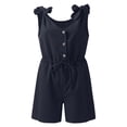 thumbnail image 5 of adviicd Combinaison Femme Combinaison Décontractée Manches Courtes Col en V Ceinturé Pantalon Large Bleu,TTTG, 5 of 5