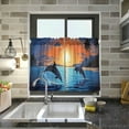 thumbnail image 6 of FREEAMG Dolphin Half Window Tier Curtains 24 Inch Blackout Thermal Insulating Kitchen Linen Tier Curtains for Kitchen,Bathroom,Cafe, 6 of 7