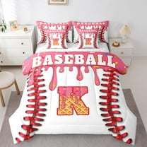 Manfei Letter Monogrammed K Boy 7-Piece Bedding Comforter Set,Graffiti Splash King Bedding Sets,Sport Baseball Ultra Soft Bed Sheets,Lightweight Room Decor,Reversible