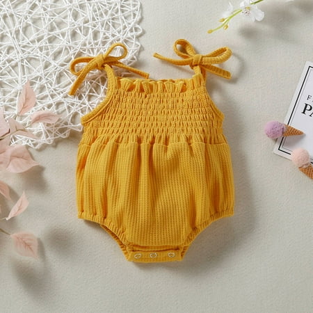 

Leesechin Baby Bodysuit Toddler Kids Boys and Girl Comfortable Solid Color Elastic Sling Romper Jumpsuit on Clearance