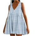 thumbnail image 2 of Sakmal Plus Size Summer Dresses Basic Plaid Comfort Fit Blue Sleeveless Mid-Length Slip Dress, 2 of 7