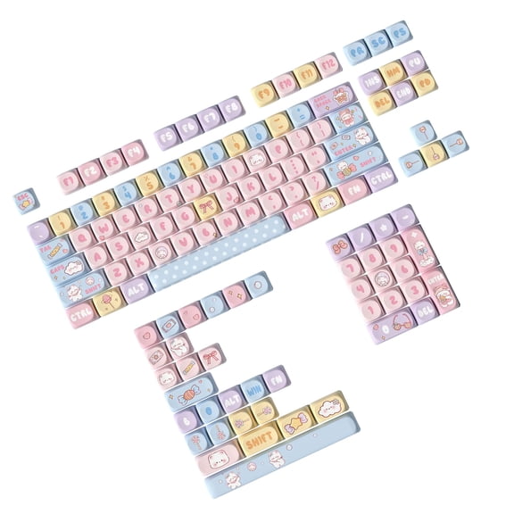 131keys Colorful Candy Bear Theme Keycap Set For Mechanical Keyboard Keycaps Customization