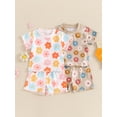 thumbnail image 3 of Suealasg Kids Baby Girls Summer Outfits 6M 1T 2T 3T 4T Short Sleeve Colorful Floral Print Tops Elastic Waist Shorts 2Pcs Causal Beach Vacation Clothes for Toddler Girls, 3 of 9