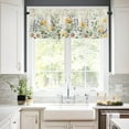 thumbnail image 2 of Valances for Windows, Vintage Flowers Rod Pocket Kitchen Curtains Valances 54x18inch Short Window Curtains for Kitchen/Bathroom, Small Kitchen Valances, Daisy Lavender Plants Eucalyptus Leaves, 2 of 6