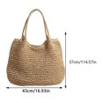 thumbnail image 4 of husxh Women Vintage Shoulder Bag Large Capacity Retro Straw Handbag Hasp Closure Simple Weaving Handbag Ladies Summer Daily Bag, 4 of 9