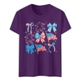 thumbnail image 4 of DHFJKG 250 Anniversary USA T Shirts For Women Short Sleeve Graphic Tee Bow Printed Crew Neck Loose Fit July 4Th Birthday Tshirts Comfortable Tops, 4 of 5