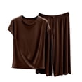thumbnail image 2 of Timegard 2 Piece Sets for Women Cap Sleeve Tops Capri Pants Pajamas Causal Loose Soft Outfits Homewear, 2 of 3