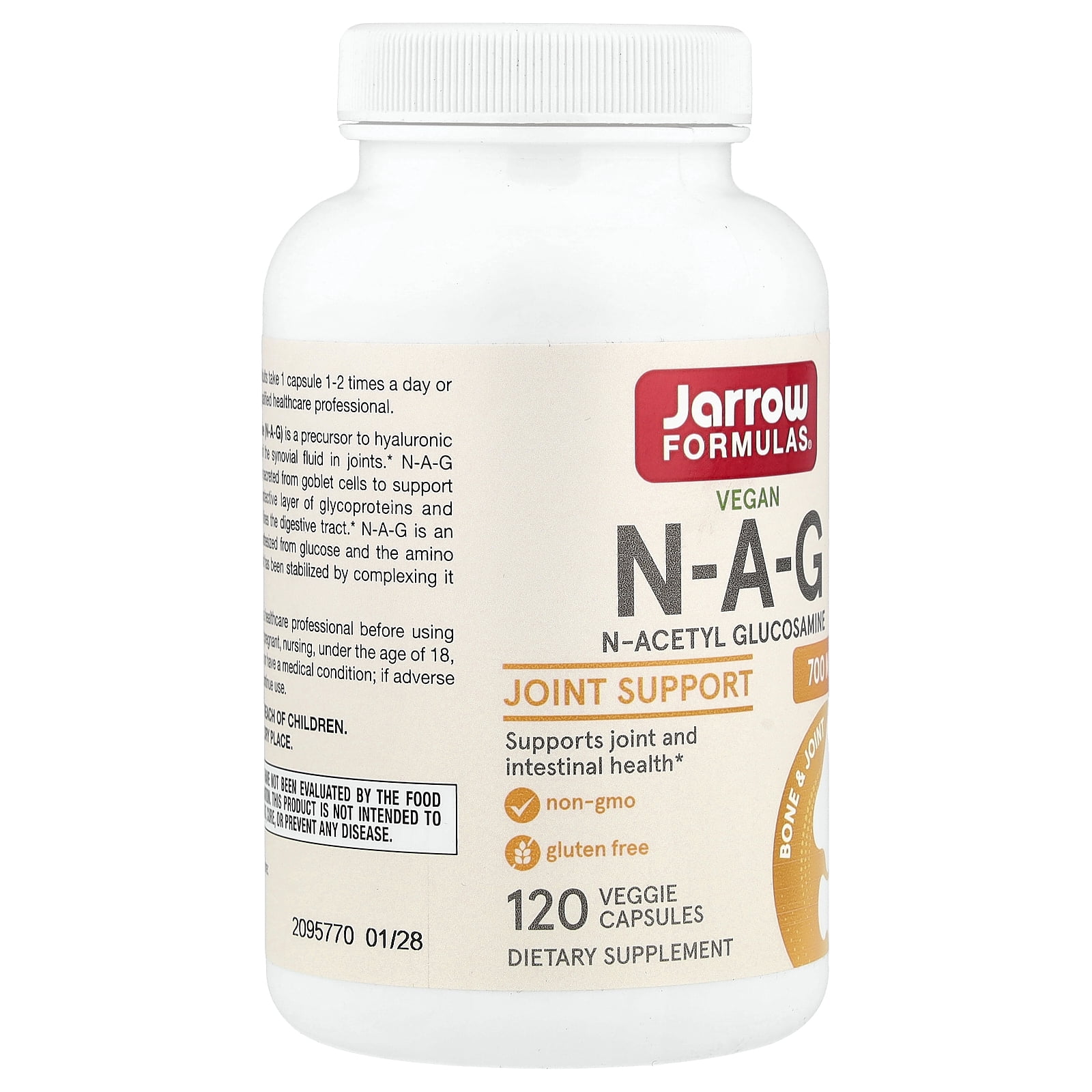 Jarrow Formulas N-A-G 700 mg, Supports Joints & Intestinal Function, 120 Veggie Caps