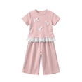 thumbnail image 6 of ITSAME Girls Outfit Set, Cute Bow Ruffle T-Shirt and Pants Summer Fashion Casual Set 2-Piece Pink Size 7, 6 of 6