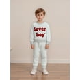 thumbnail image 4 of BemeyourBBs Toddler Baby Boy Valentines Day Outfits Letter Embroidery Long Sleeve Striped Sweatshirt and Joggers Pants Set Spring Clothes, 4 of 9