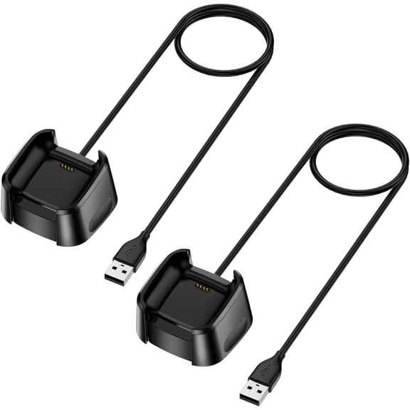 MYKOMI Charger Compatible with Fitbit Versa 2 (Not for Versa/Versa Lite), 2-Pack Replacement USB Charging Cable Dock Stand for Versa 2 Health & Fitness Smartwatch, 3Ft Sturdy Power Cord