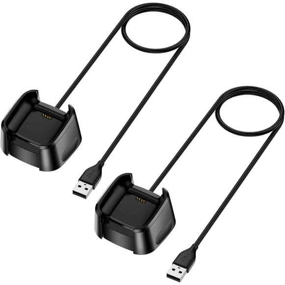 MYKOMI Charger Compatible with Fitbit Versa 2 (Not for Versa/Versa Lite), 2-Pack Replacement USB Charging Cable Dock Stand for Versa 2 Health & Fitness Smartwatch, 3Ft Sturdy Power Cord