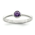 thumbnail image 1 of 925 Sterling Silver Purple Round Bezel Cubic Zirconia Ring, 1 of 2