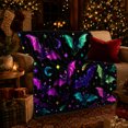 thumbnail image 3 of Cartoon Bats Neon Moons Stars Magical Space Scene, Cozy Friendship Quote Scene, Warm Flannel Blanket for Living Room and Reading Nook, Art Lovers Friendship Gift, Fantasy Home Decor, 3 of 9
