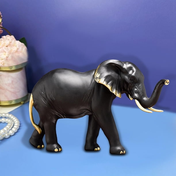 Estatua de de resina, estatuilla artesanal hecha a mano, adornos, regalo de oficina, de decoración del hogar, estante, negro Baoblaze Estatuilla de elefante